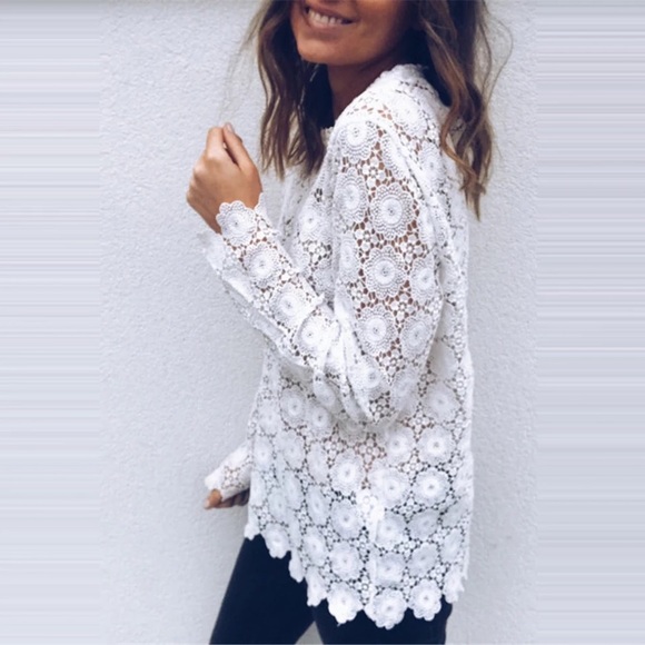 Lena Vie Boutique Tops - Blooming Gypsy Boho Cotton Embroidered Lace Tunic
